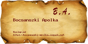 Bocsanszki Apolka névjegykártya